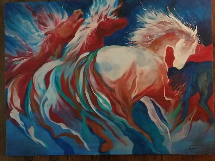 Caballos Salvajes By Kay Jursik. Acrylic On Canvas