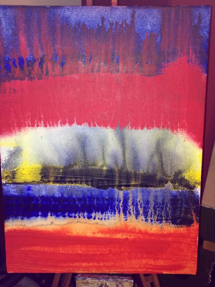 “Hemorrhaging Hurt” Acrylic Wash On Fabric. Sold