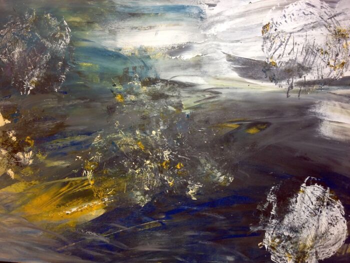 “Deep Dive”. Acrylic And Coffee Filters As Clouds. 36 By 36 Sold!