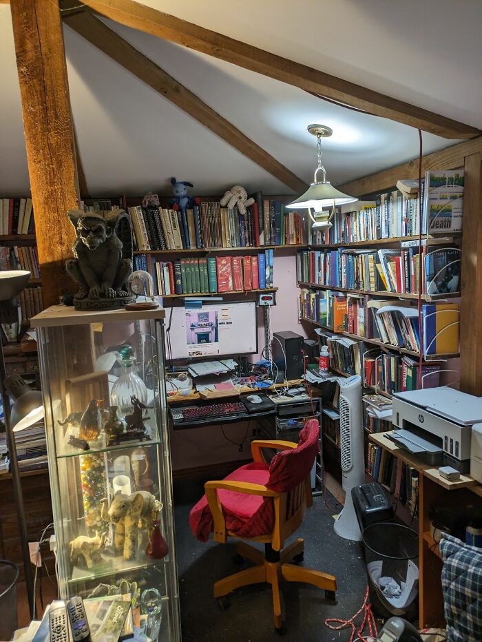 My Study/Office/Computer Room/Everything, Including A Gargoyle, Two Rabbits, And An Octopus