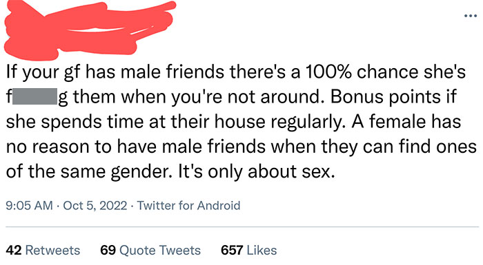 Women Can't Have Genuine Male Friends Apparently