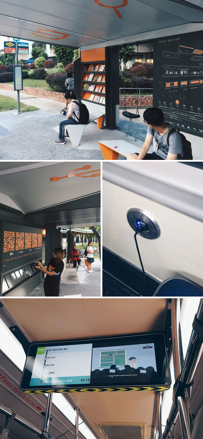 SG Upping The Game For Buses & Bus Stops! From Swing, Book Corner To Charging Ports, Panel Showing Next Few Stops In Buses