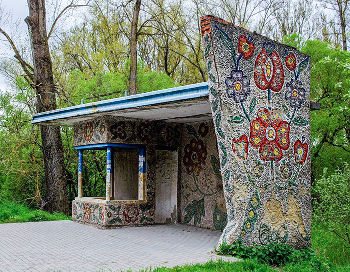Bus Stop In Village Luky, Lviv Region, Ukraine