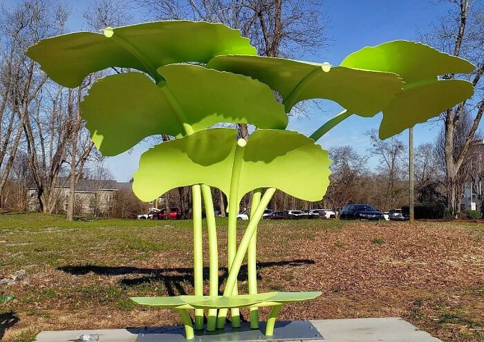 Today's Art Bus Shelter Is The Bright Green Canopy Of Ginkgo Leaves On North Ave. One Of My Favorite Ones