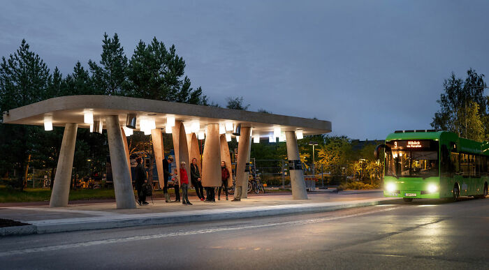 Modern Bus Stop In Sweden