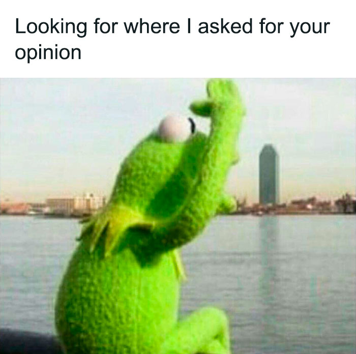 Kermit looking over a city meme