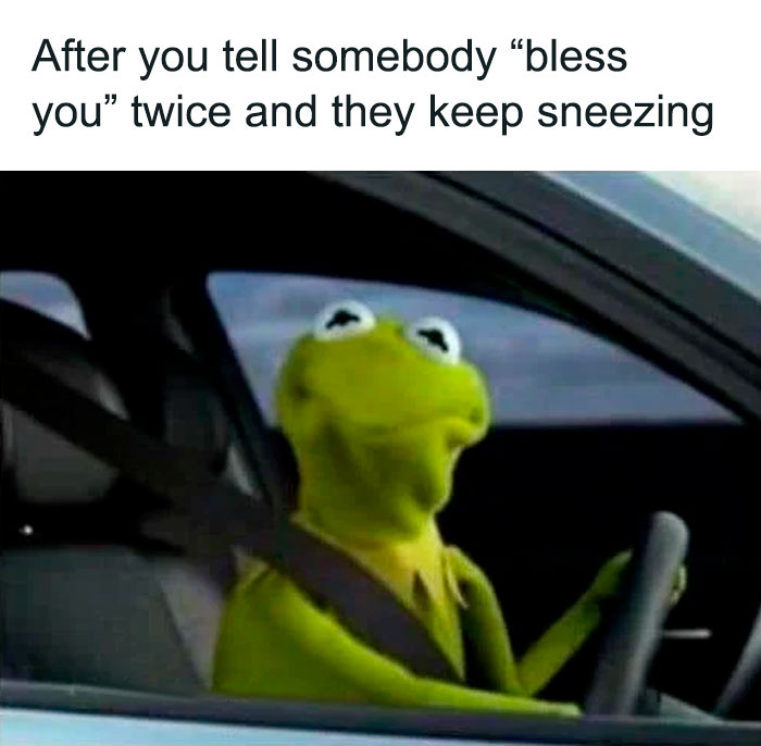 Kermit driving meme