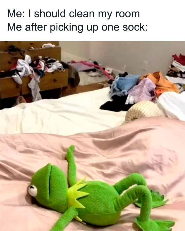 Kermit laying tired meme