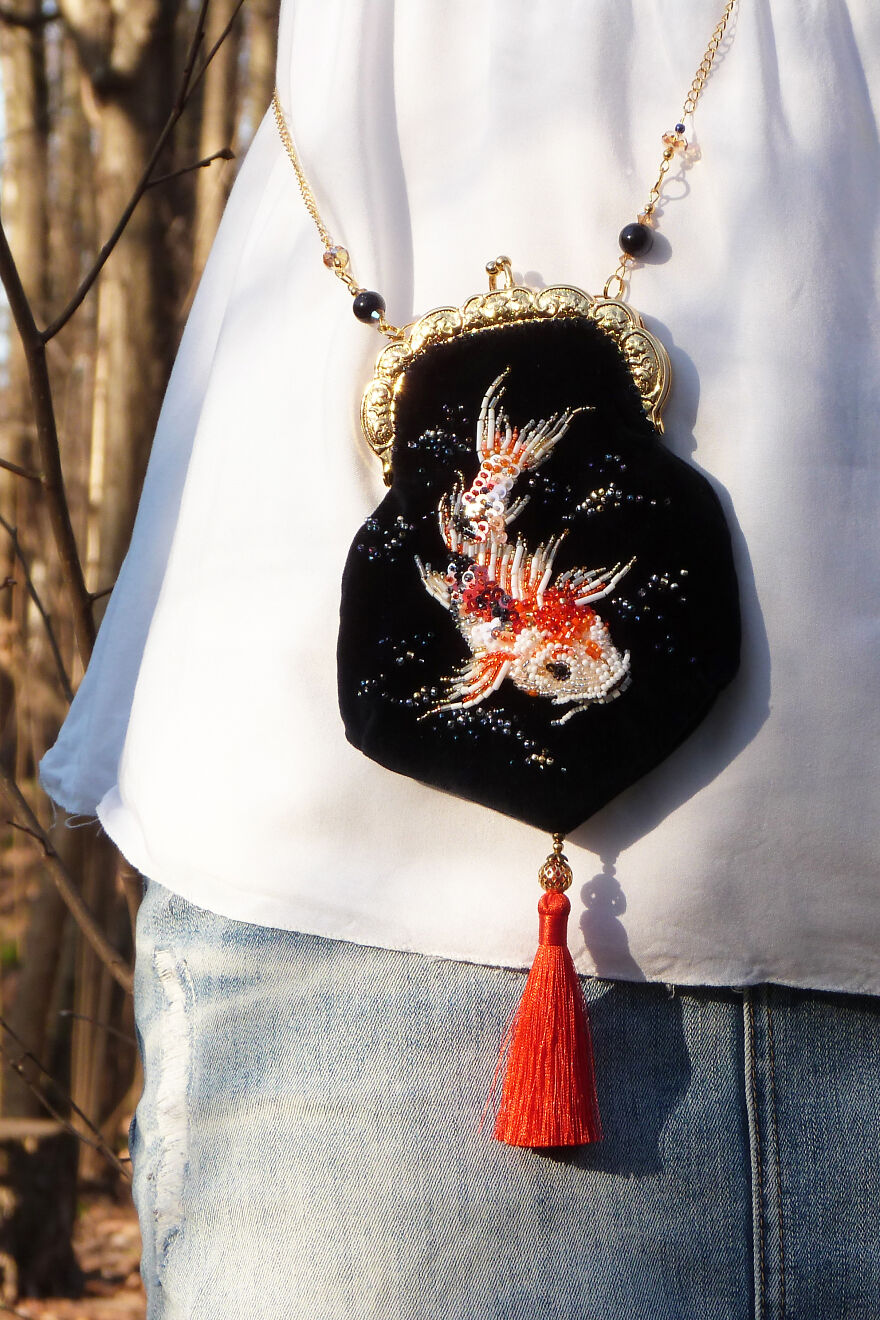 Koi Fish Cute Beaded Micro Bag