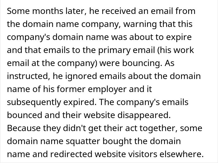 "I Am Not Allowed By Threat Of Legal Action To Be Involved In Their Affairs": Guy Does Exactly As His Ex-Boss Instructed