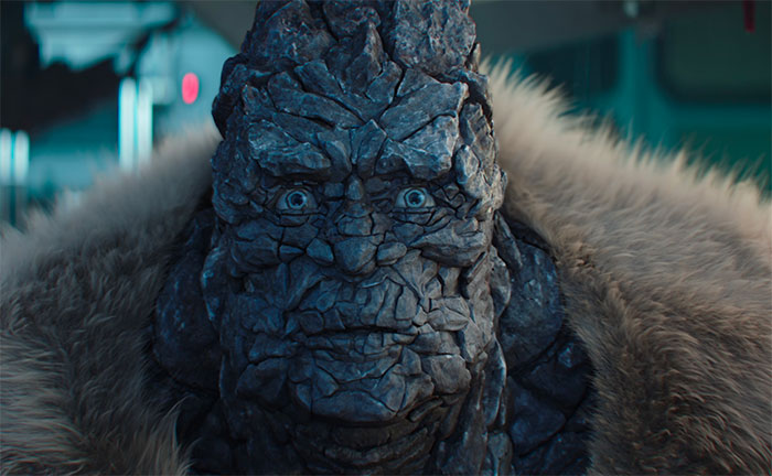 Korg's face and fur on his shoulders