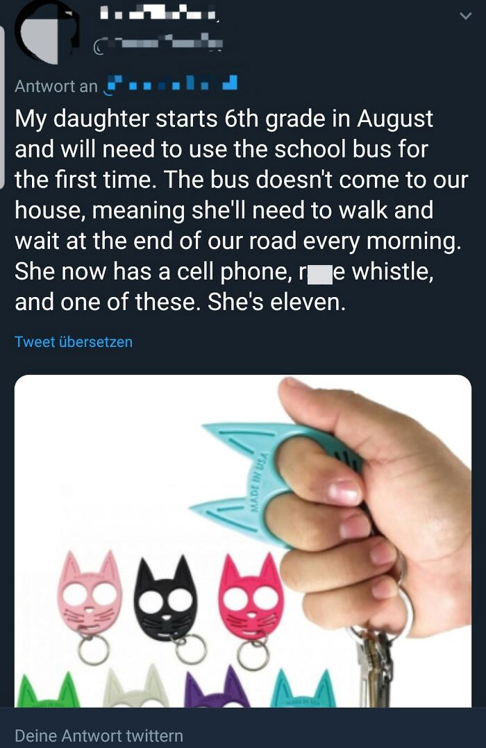 My 11-Year-Old Has To Walk To The End Of The Road By Herself To Catch The Bus - That's Why I Bought Her A Cute Knuckle Duster