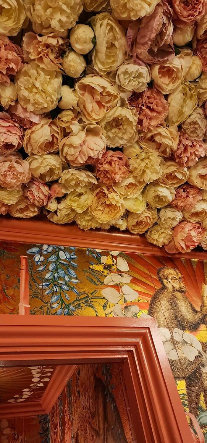 Fake Flowers On The Ceiling/Walls Of Bathrooms/Restaurants. Ew