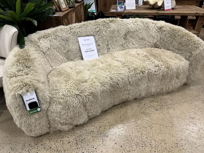 Save $8k On This Couch Obviously Designed By Someone Who Doesn’t Have To Clean It, Now Yours For The Bargain Price Of $6000! All I Can Imagine Is The Crumbs That Would Get Caught In The Deep Pile