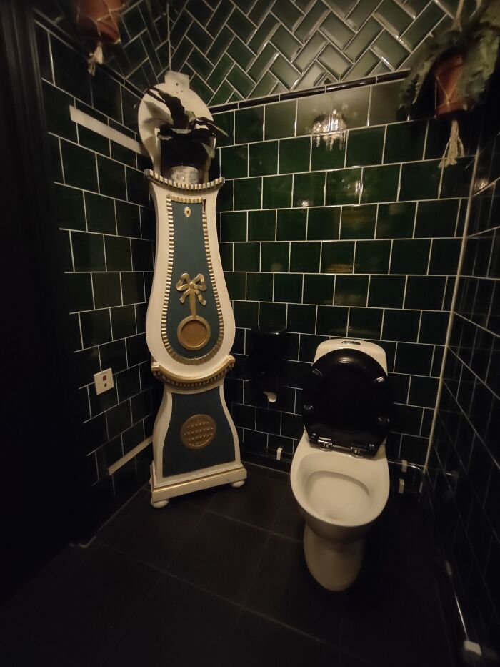 This Two-Metre Tall Wooden Ornament/Fake Plant Holder Next To A Toilet In A Bar's Bathroom (No Varnish)