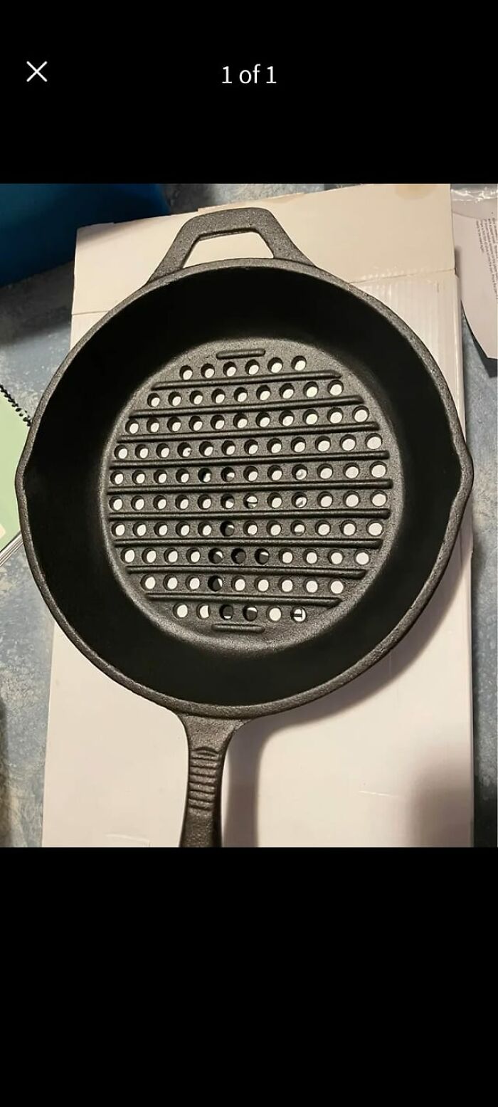 Found This Cast Iron Grill Pan On R/Castiron. Cast-Iron Needs Specific Cleaning Practices. Grill Lines Are A Pain To Clean And Add All These Holes And I'd Never Use It
