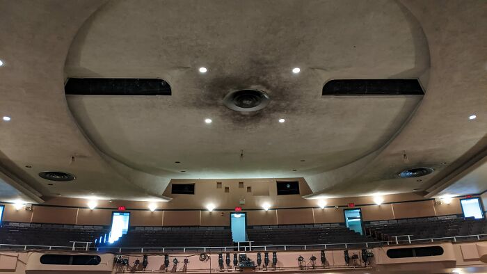 The Ceiling In The 1000 Seat Auditorium At My Job. I'm Not Sure When It Was Last Renovated (If Ever) But It Was Certainly In The 20th Century