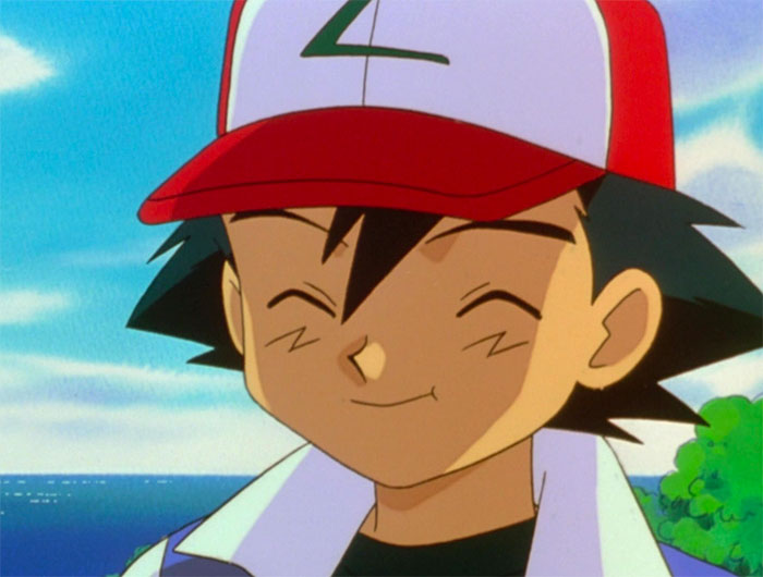 Ash Ketchum face with eyes closed