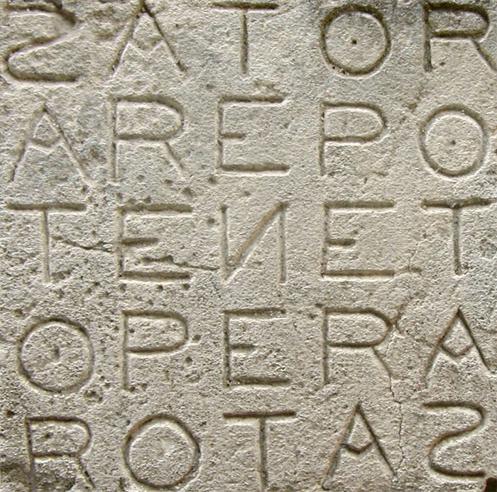 A Sator square on a wall in the medieval fortress town