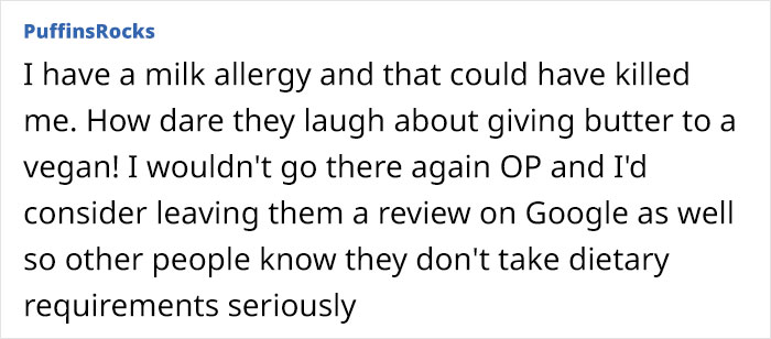 Parent Takes Vegan Daughter To A Restaurant, Waitress Reveals Her 'Vegan' Dish Had Butter In It, Leaving The Parent Livid