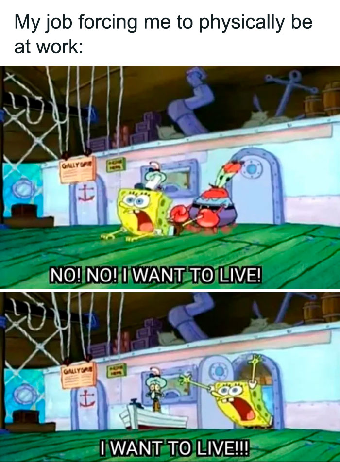 Spongebob and Mr.Krabs forcing meme