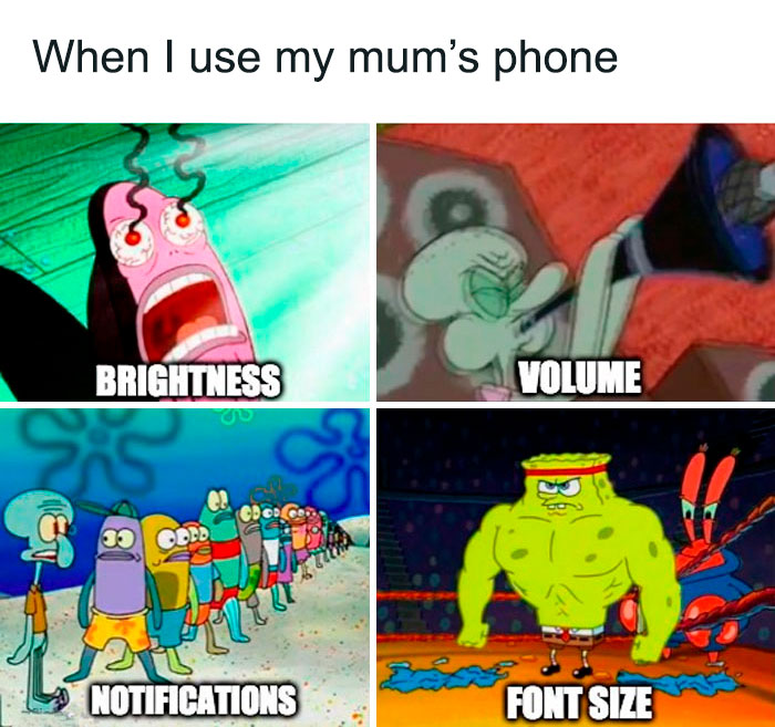 funny spongebob meme about mum's phone