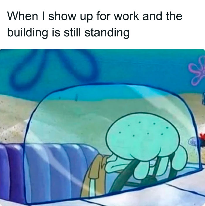tired Squidward in the car meme