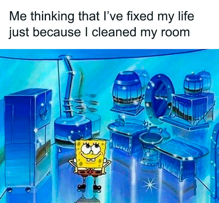 funny spongebob meme about cleaning the room