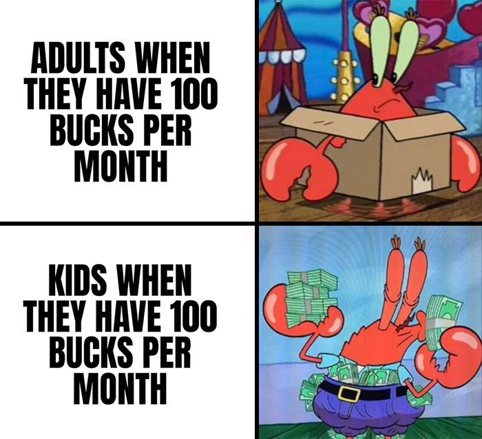 poor and rich Mr.Krabs meme