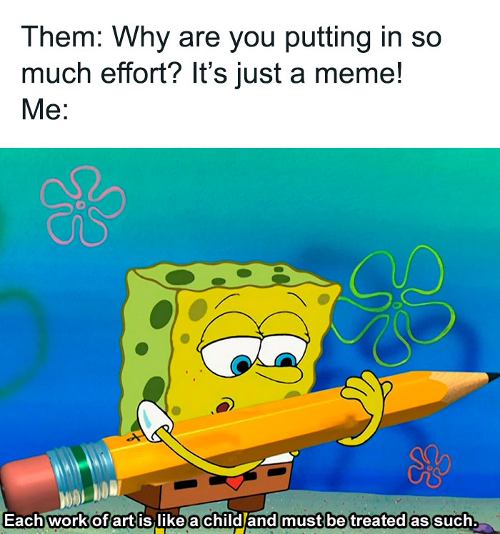 spongebob with a big pencil meme