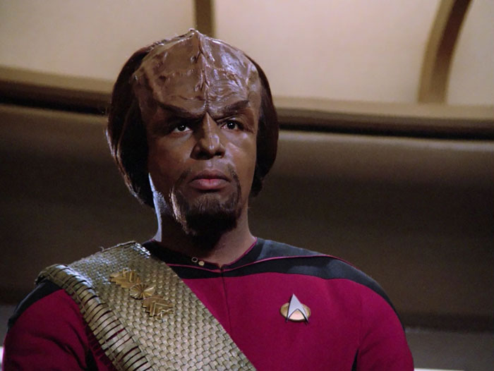 Lt. Worf looking over at someone