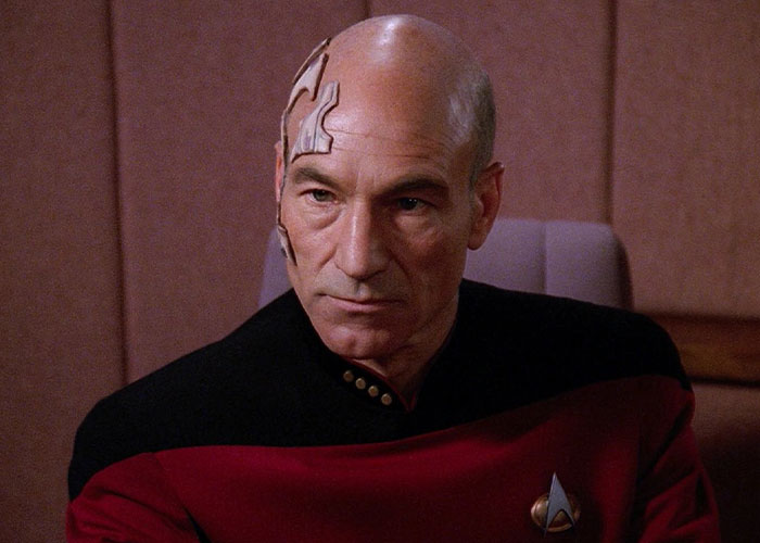 Jean-Luc Picard with some things attached to his head