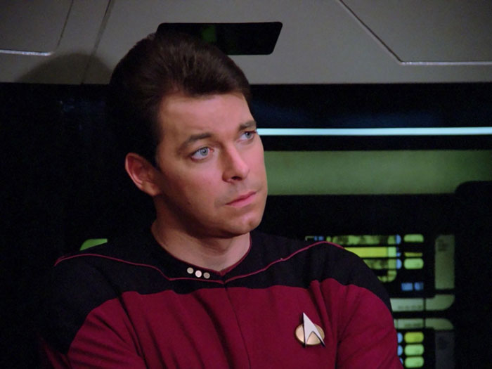 William T. Riker looking at someone