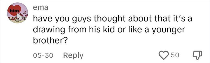 Comment under viral tattoo artist's back piece, questioning if it's a child's drawing. Comment under viral tattoo artist's back piece, questioning if it's a child's drawing.