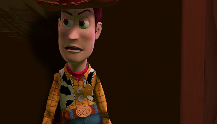 Woody talking angrily