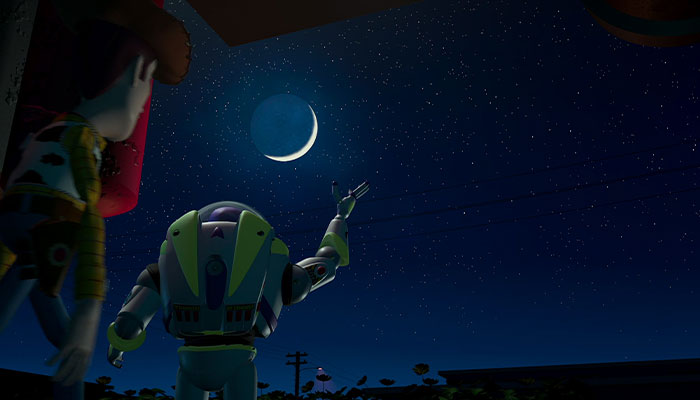 Buzz looking at the night sky