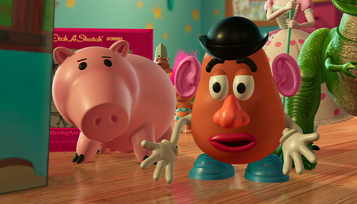 Mr.Potato Head explaining something to everyone