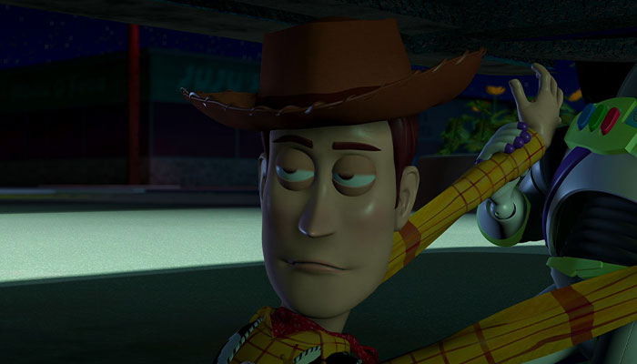 Woody looking annoyed