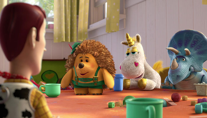 Mr.Pricklepants, Buttercup and Tricie talking to Woody
