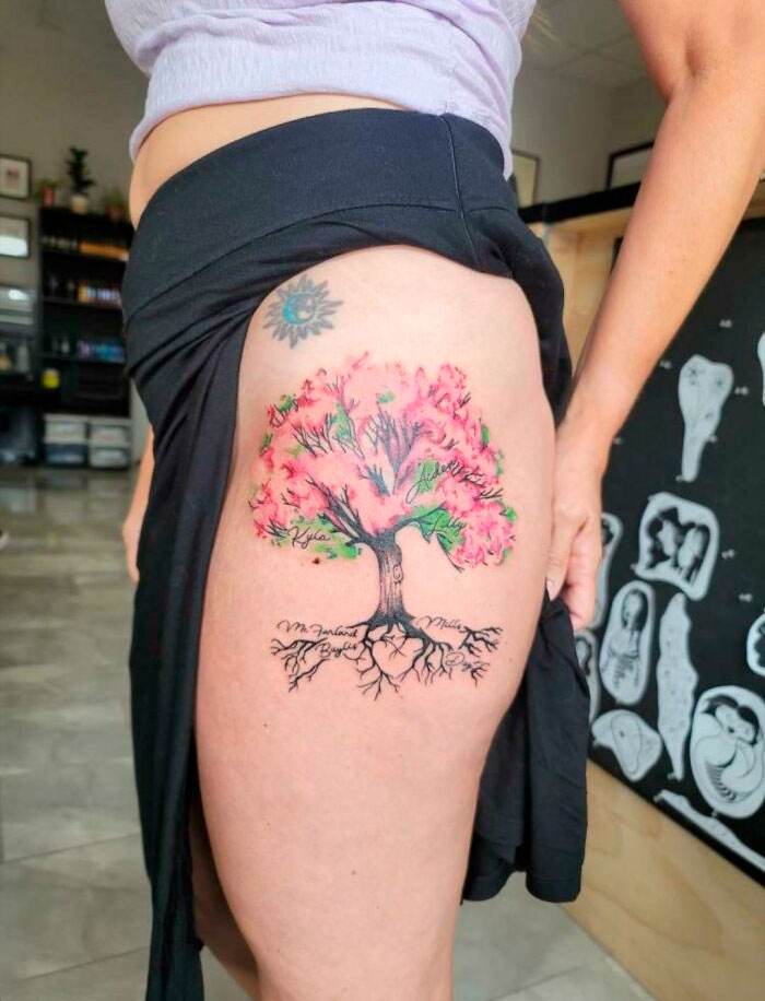 Watercolour Family Tree Tattoo