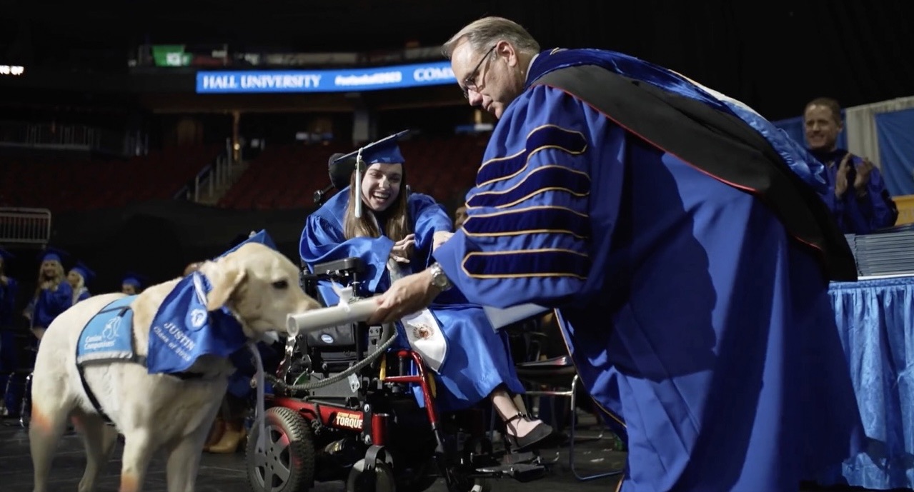 Video Showing A Service Dog Receiving A Diploma Alongside Owner With Disability Wins The Internet’s Hearts