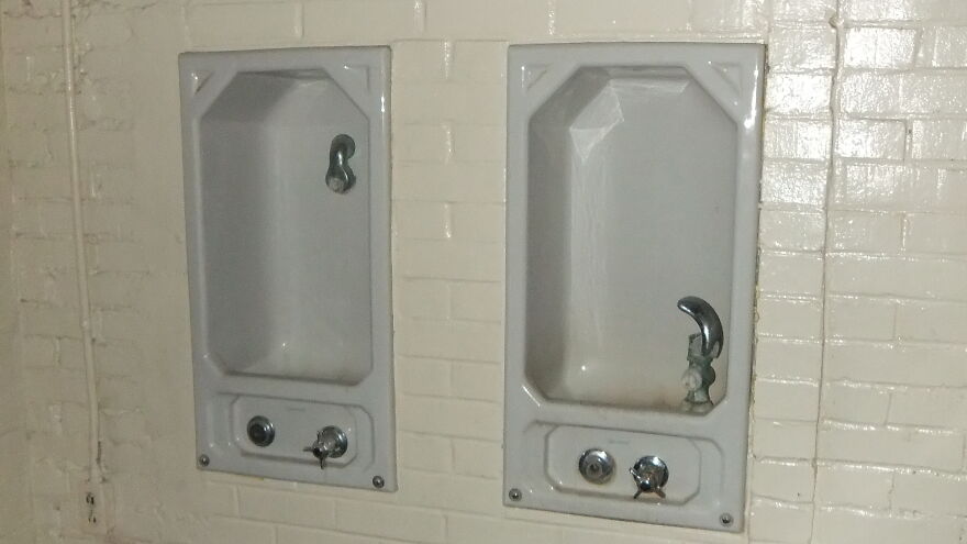 Mystery Antique Plumbing Fixture In My (Former) High School Gym, Class Of '77. Mystery Antique Plumbing Fixture In My (Former) High School Gym, Class Of '77.