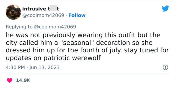 City Tries To Force This Woman To Take Down Her Epic Werewolf Statue, She Stands Her Ground With Technicalities And Now Folks Online Stand By Her City Tries To Force This Woman To Take Down Her Epic Werewolf Statue, She Stands Her Ground With Technicalities And Now Folks Online Stand By Her