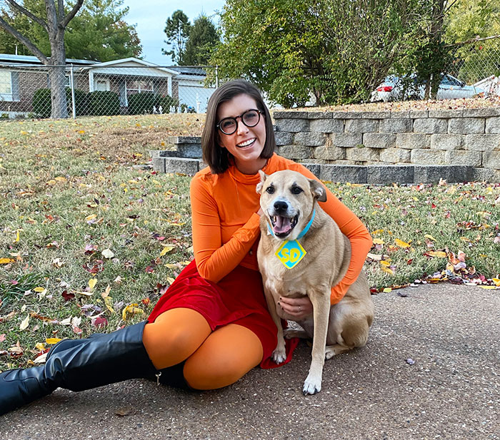 My Dog And I Dressed As Scooby And Velma This Year