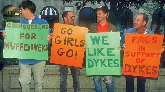 Gay Men Supporting Lesbians At The Dyke March, 1993