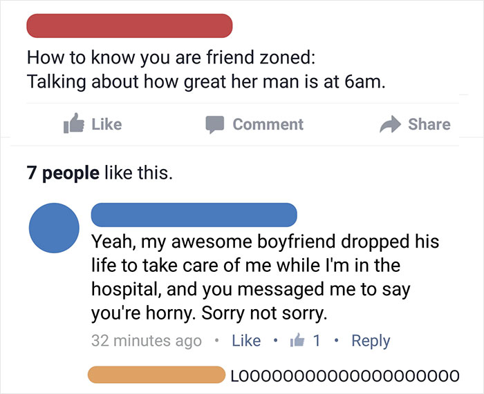 Another Nice Guy In The Friend Zone. He Deleted Both Comments