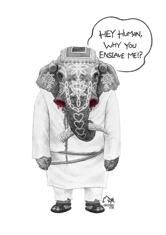 Artist Tries To Raise Awareness About Animal Abuse With These 23 New Uncomfortable Illustrations