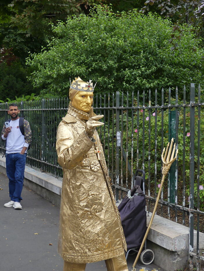 The Golden Man, Near A Basilica In Paris