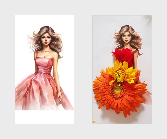 A Dress With A Sunflower Skirt And An Orchid Petal Top