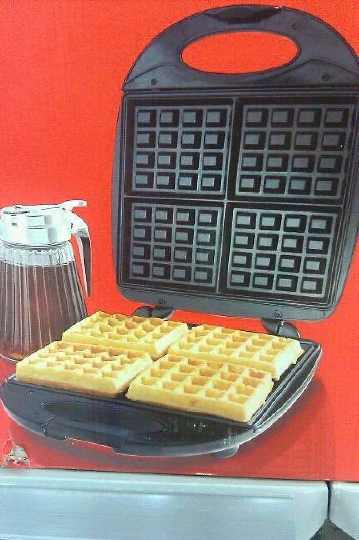 The Number Of Holes In These Waffles Doesn't Match The Iron They Are Sitting In